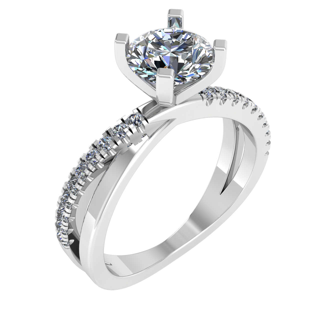 ACCENTED TWISTING  6.50mm ROUND ENGAGEMENT RING